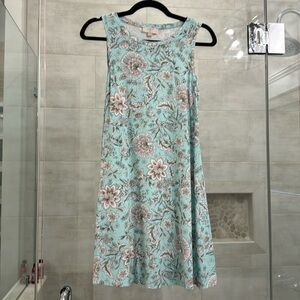 Loft outlet small petite dress, light blue with floral pattern.